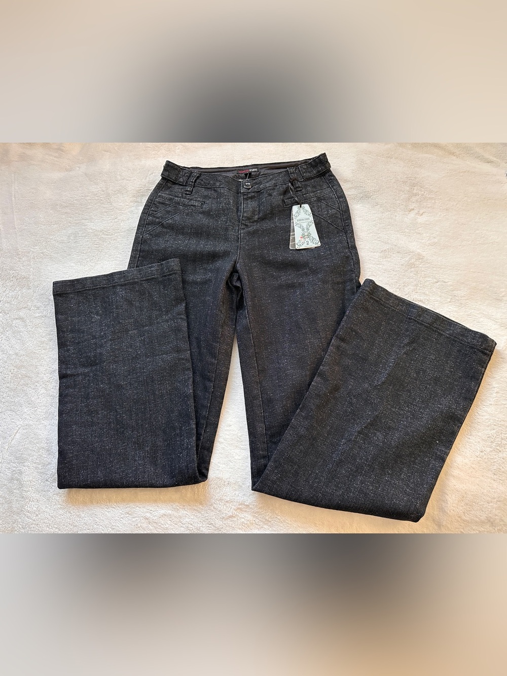Georgiou Studio Y2K black metallic flare jeans in size 2 NWT
